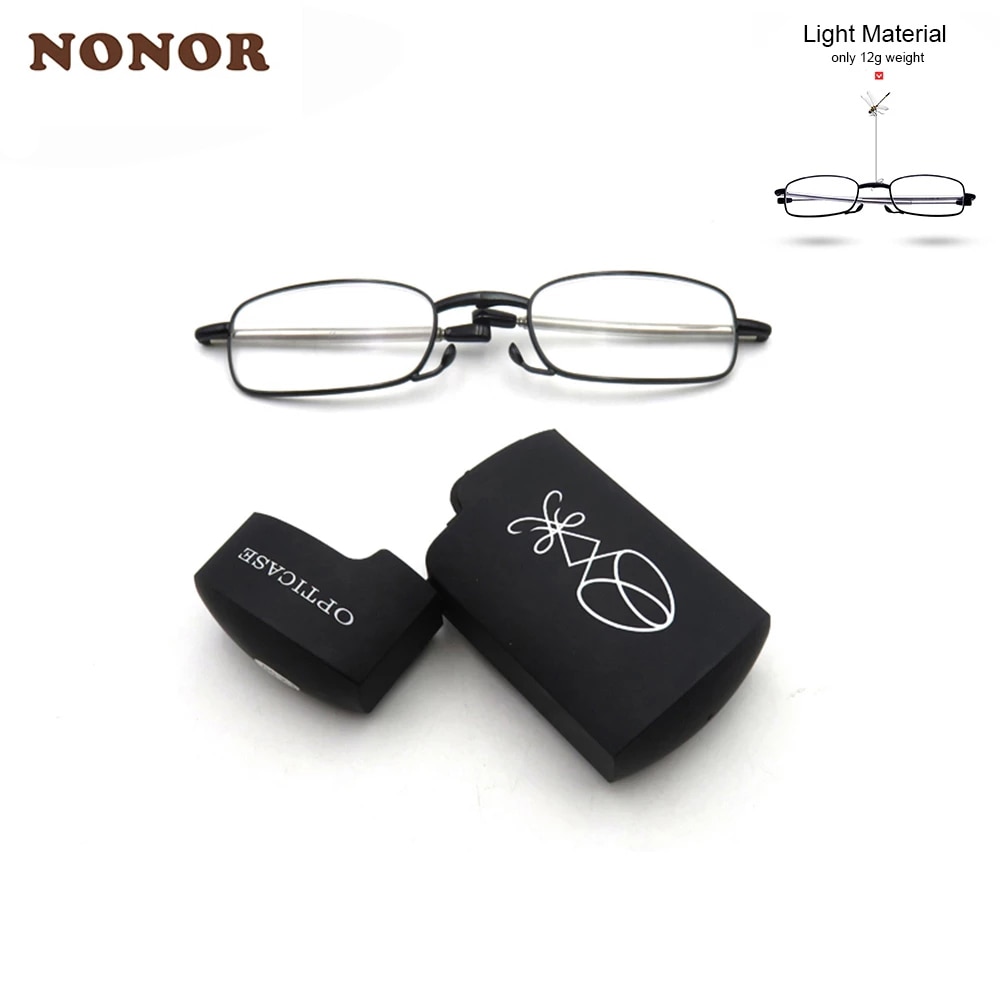 Nonor technology leesbril titanium metalen rechthoekig montuur opvouwbare kleine bril dames leesbril 1.5 2.0