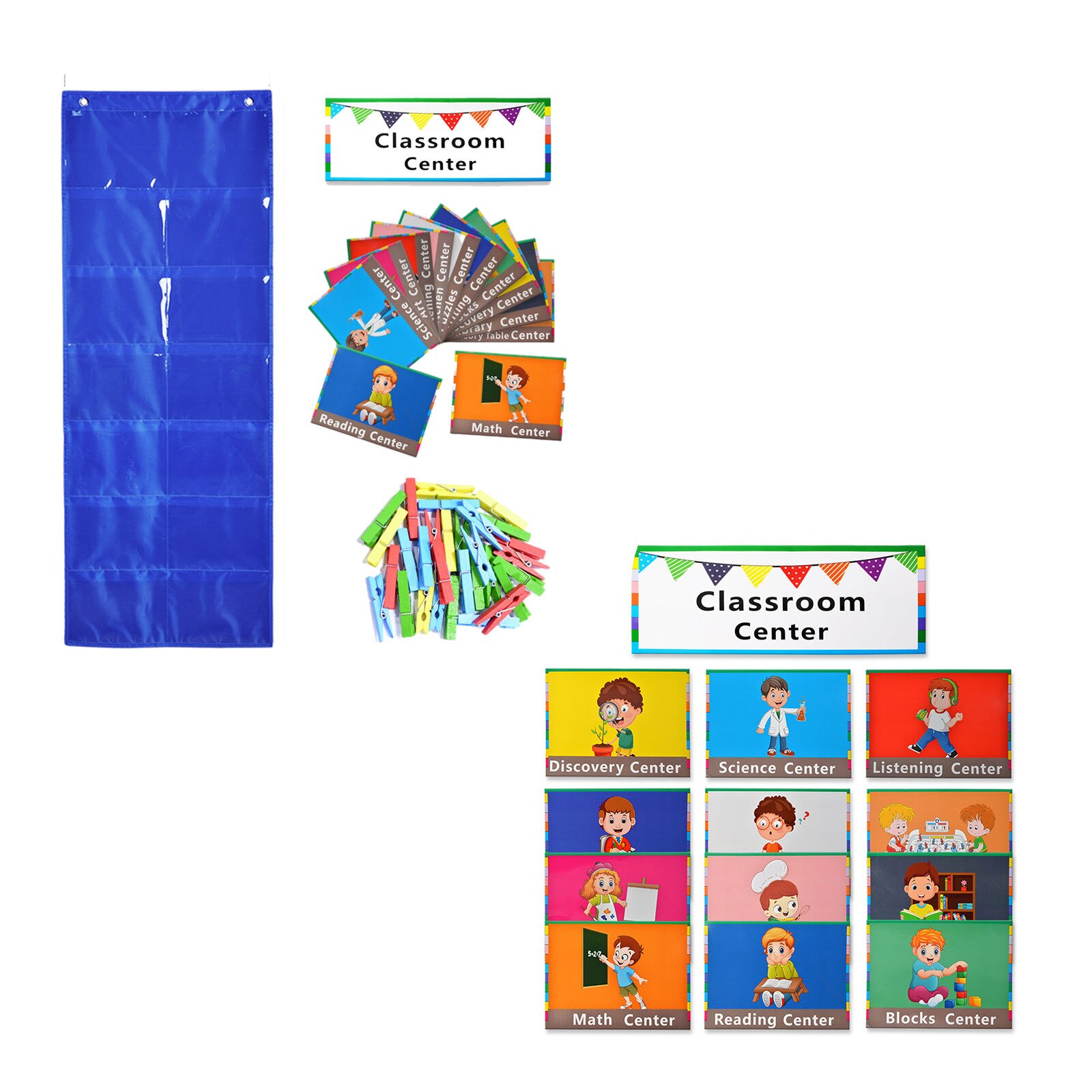 Management Pocket Chart 12 Subject Cards Table Durable Material Assigned Student Behavior for School Kindergarten Wall Newspaper