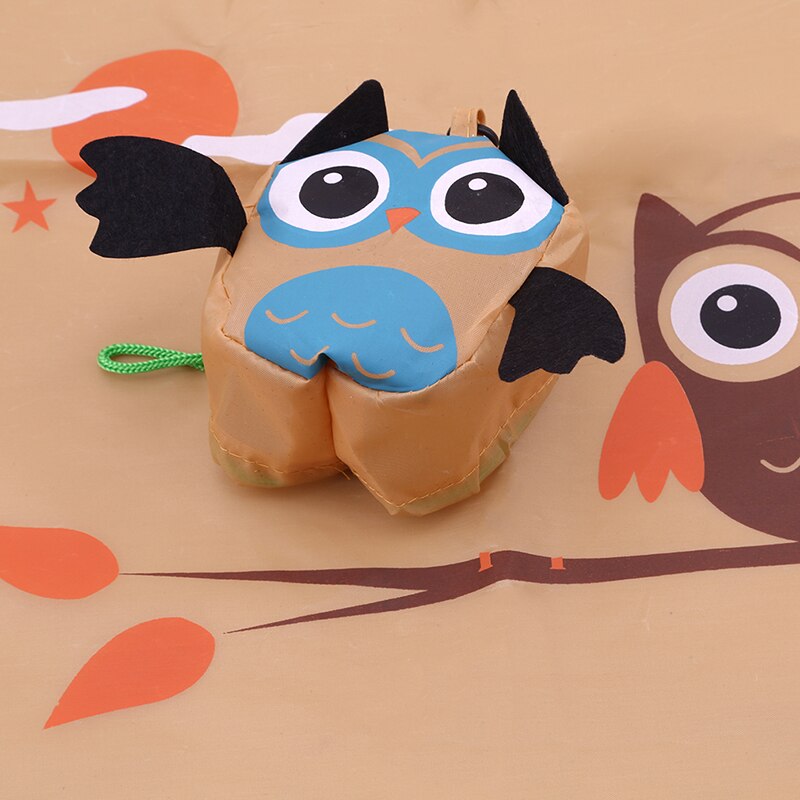 Cartoon boodschappentas schattige uil opvouwbare herbruikbare organizer voor buiten supermarkt boodschappen draagbare opbergtas met grote capaciteit