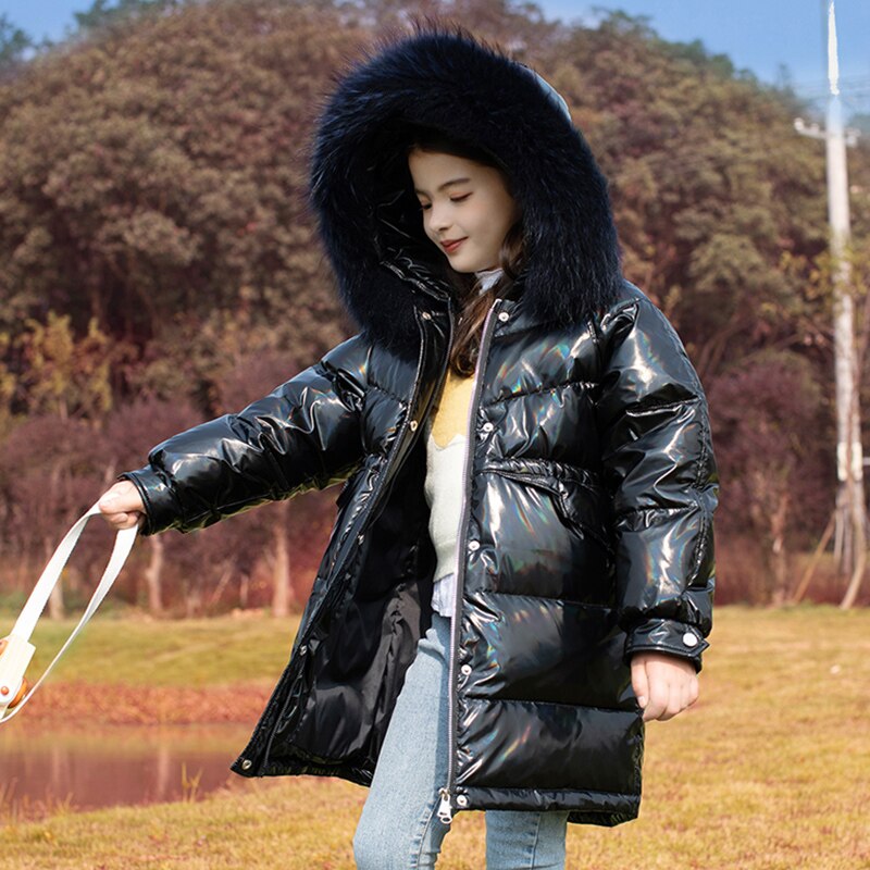 -30 Degrees Girls Winter Parkas Girl Snowsuit Children Jacket Clothing Real fur Collar Kids Coat for Girl 5-12 Year