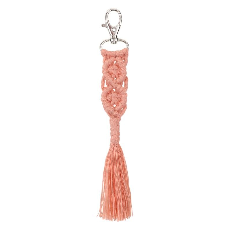 Kvast nøgleringe til kvinder børn boho nøgleholder nøglering macrame taske charme bil hængende smykker legetøj til venner: 24