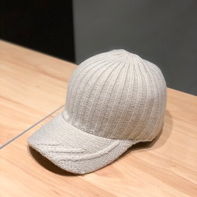 ¡Novedad de ! Gorro de béisbol de invierno de de punto cálido y grueso para hombre y mujer H35: beige3