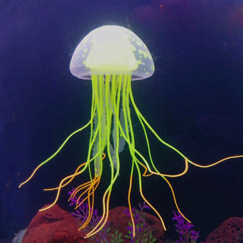 1pcs Glowing Moon Jellyfish Aquarium Decor Artificial Jellyfish Fish Tank Ornament Harmless to all fish For both fresh and salt: yellow