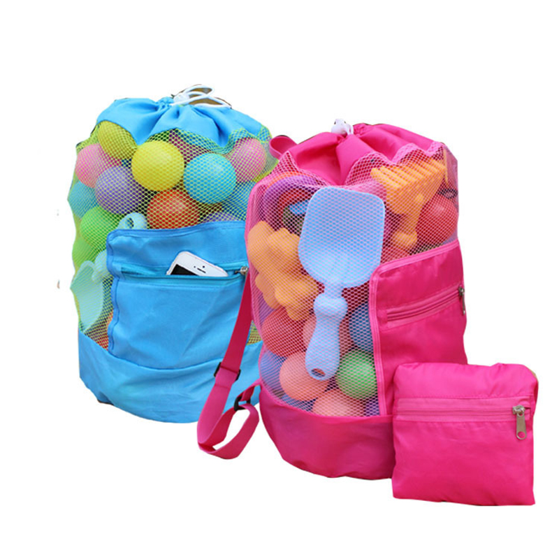 Borsa da spiaggia per bambini portatile per bambini borsa da spiaggia per bambini giocattoli da spiaggia per bambini borse a rete per stoccaggio zaino pieghevole per bambini