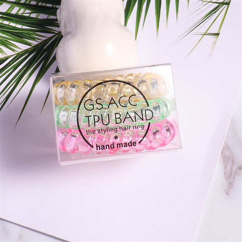 9 stuks telefoonring haarbanden voor dames met doos, elastische rubberen haarringen, haaraccessoires, stylingtool met kleurverloop en snoepkleur: 7