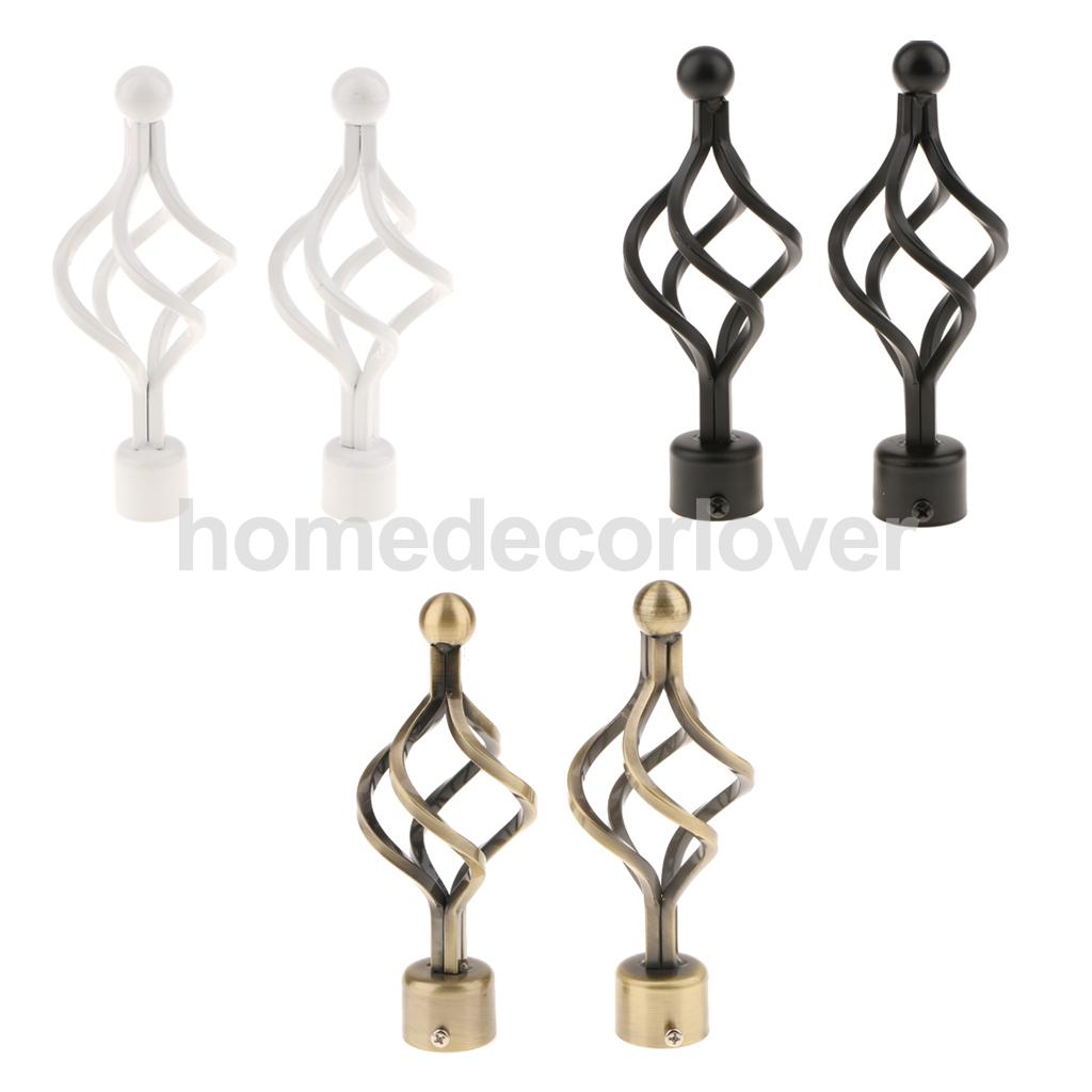 2Pcs Window Curtain Rod Drapery Pole Finals Decorative Heads Cap 28mm Inner Diameter