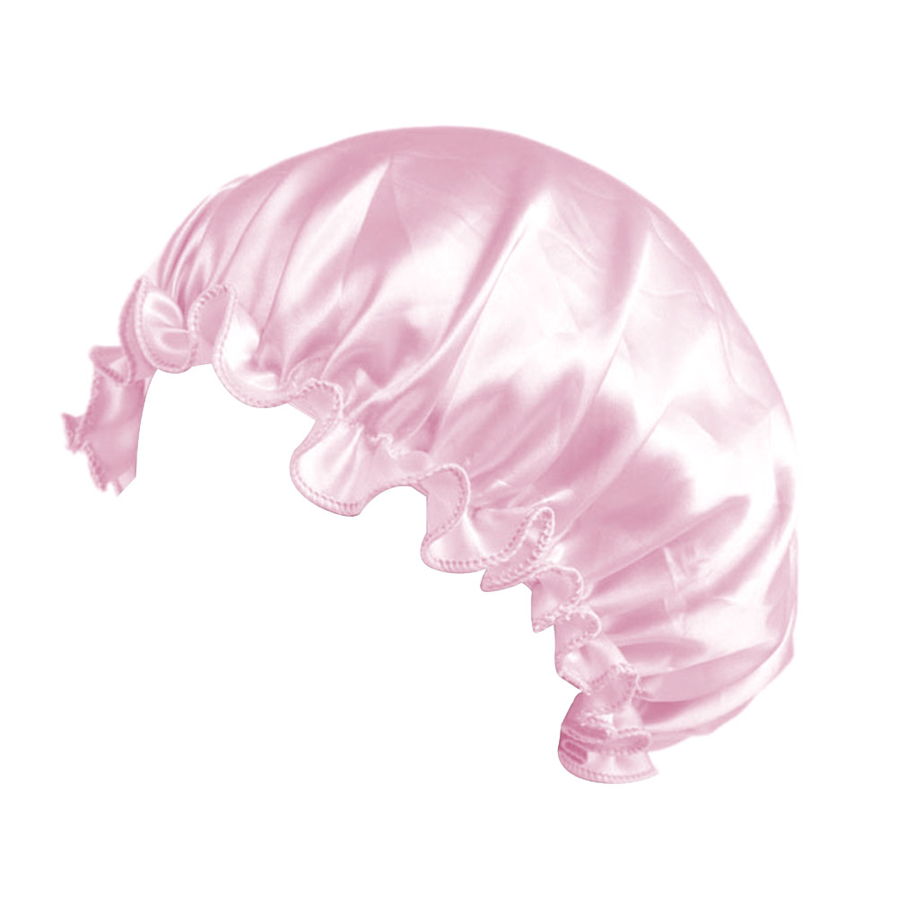 1pc Adults Satin Solid Sleeping Hat Bonnet De Nuit Night Sleep Cap Hair Care Bonnet Nightcap For Women Men Unisex Cap Supplies: light pink