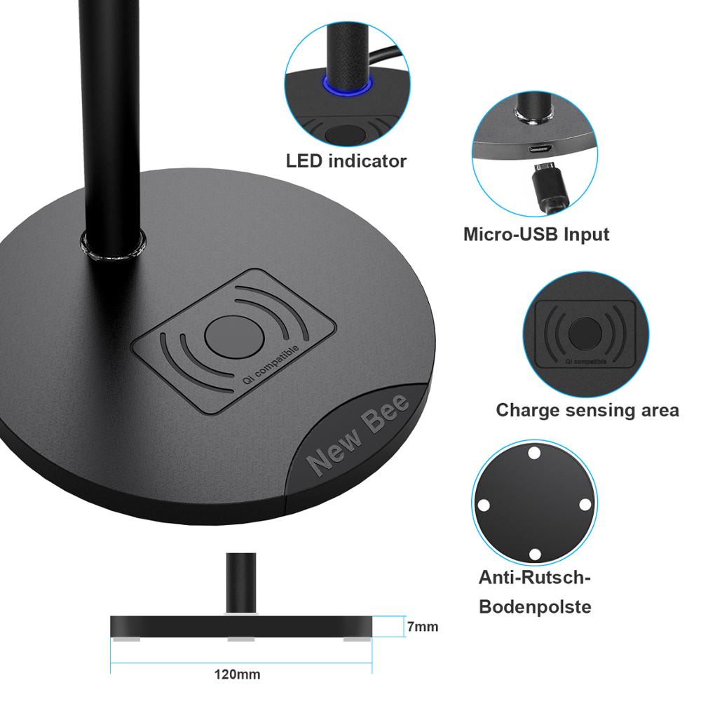 Bee original snabb trådlös laddning hörlursställ 5w/7.5w/10w snabbladdningshastighet headsethållare med led för alla qi telefoner