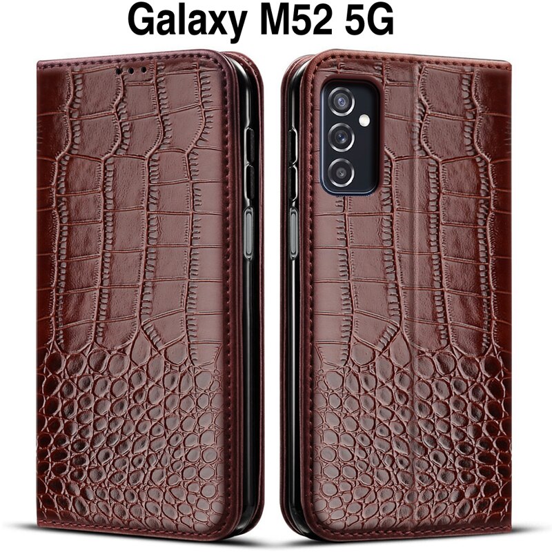 Voor Coque Samsung M52 5G Luxe Cover Leather Card Wallet Book Case Voor Samsung Galaxy M52 Case SM-M526 Flip etui Galaxy M 52: Deep Brown