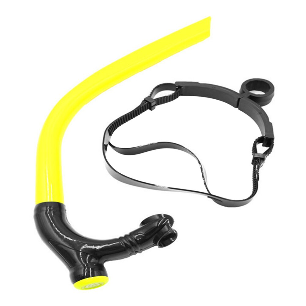 Droog Front Ademen Professionele Onderwater Zachte Siliconen Enkele Duiken Snorkel Training Snorkelen Buis Volwassenen Verstelbare: YELLOW