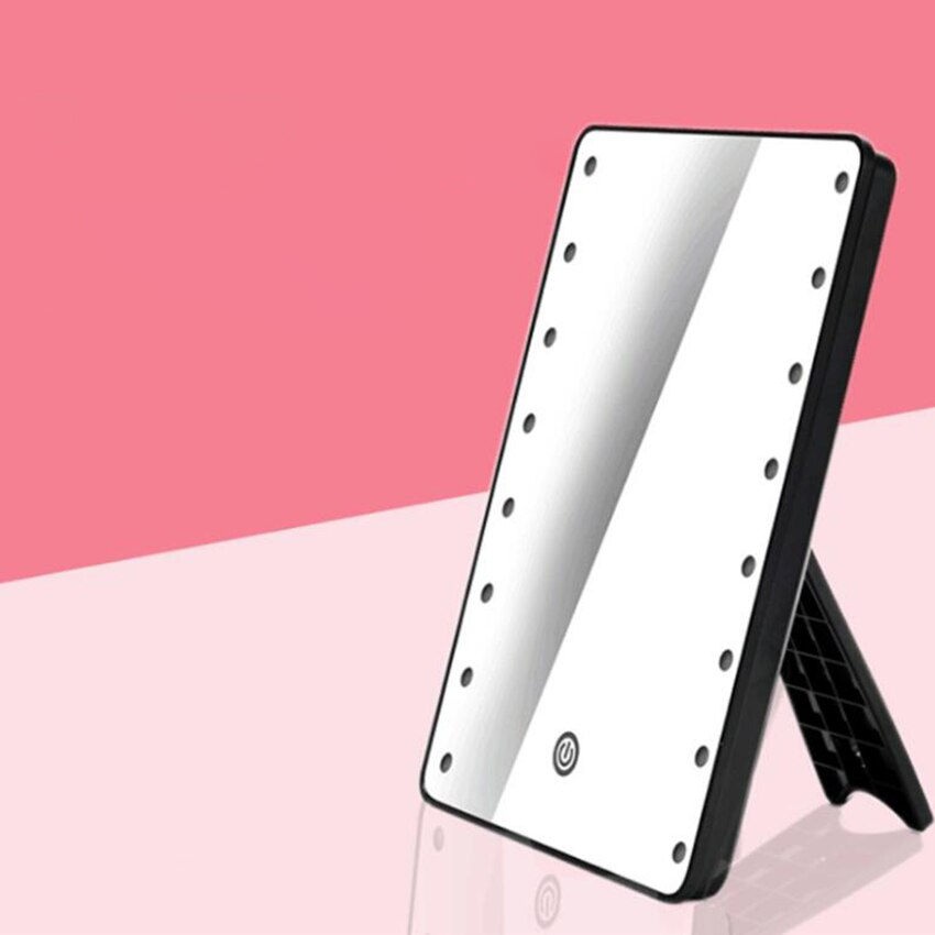 Spegel med ljus 16 lysdioder sminkspegel badrum sminkspegel smart touchkontroll ljusstyrka justerbar bärbar spegel