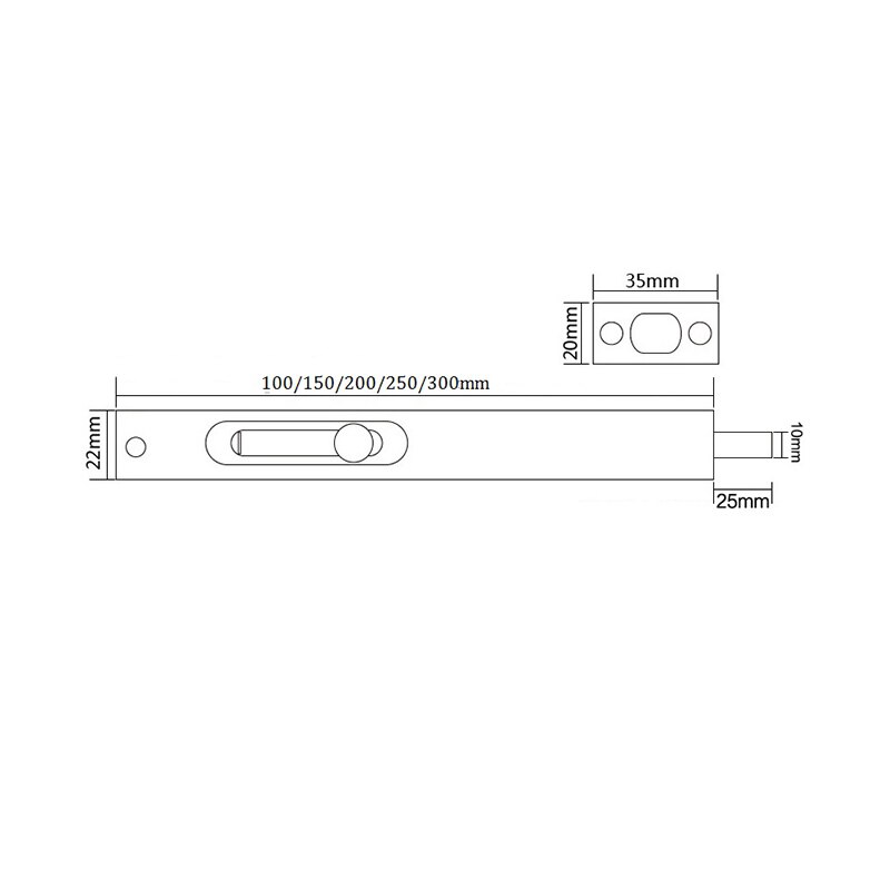 2Pcs 4"-12"(10-30CM) Built-in Flush Bolt Door Latch Flush Mounted Slide Lock