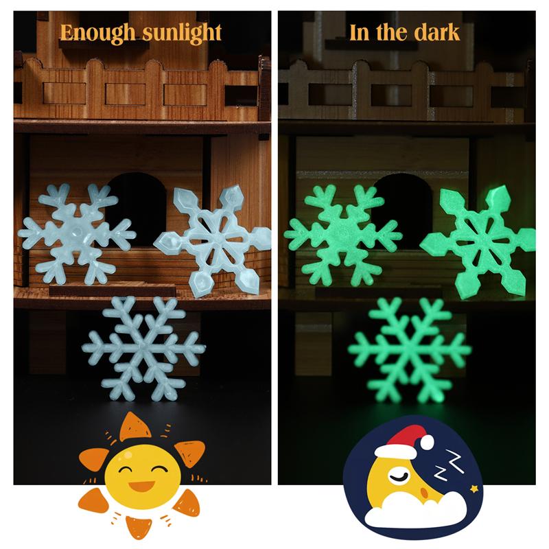 50Pcs Snowflake Muurstickers 3D Lichtgevende Fluorescerende Muurstickers Raam Kleeft Voor Christmas Party Kids Thuis Muur Achtergrond