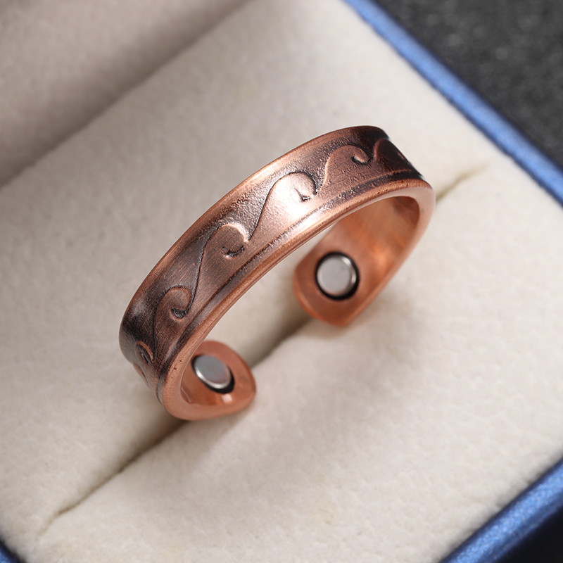 Anillo magnético con apertura de cobre ondulado a la Retro, accesorios de joyería Retro multifuncionales para hombres y mujeres: Blanco