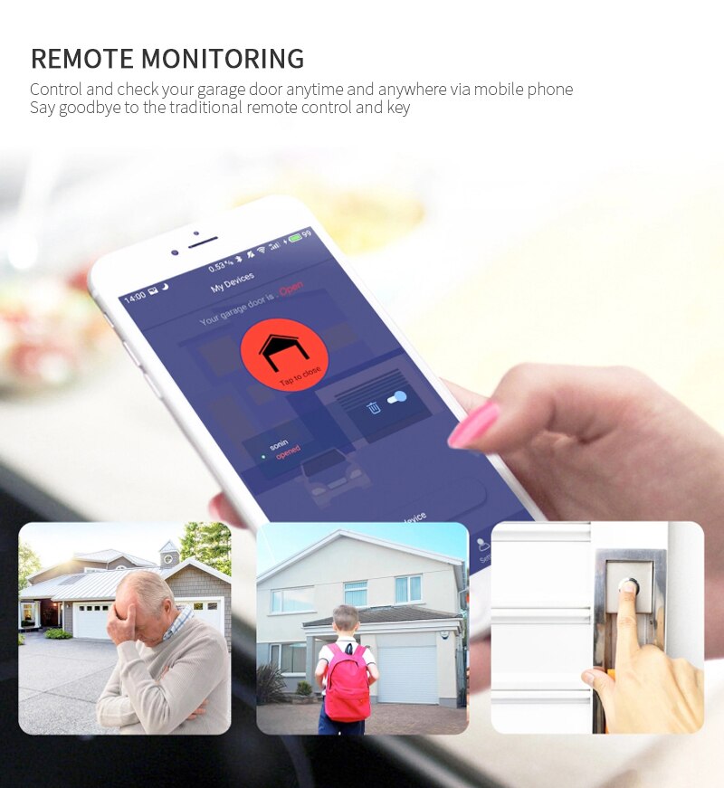 WiFi Smart Roll Up Door Smart Remote Opener Timer Smart Garage Door Switch Voice Control Work with Alexa Google Home