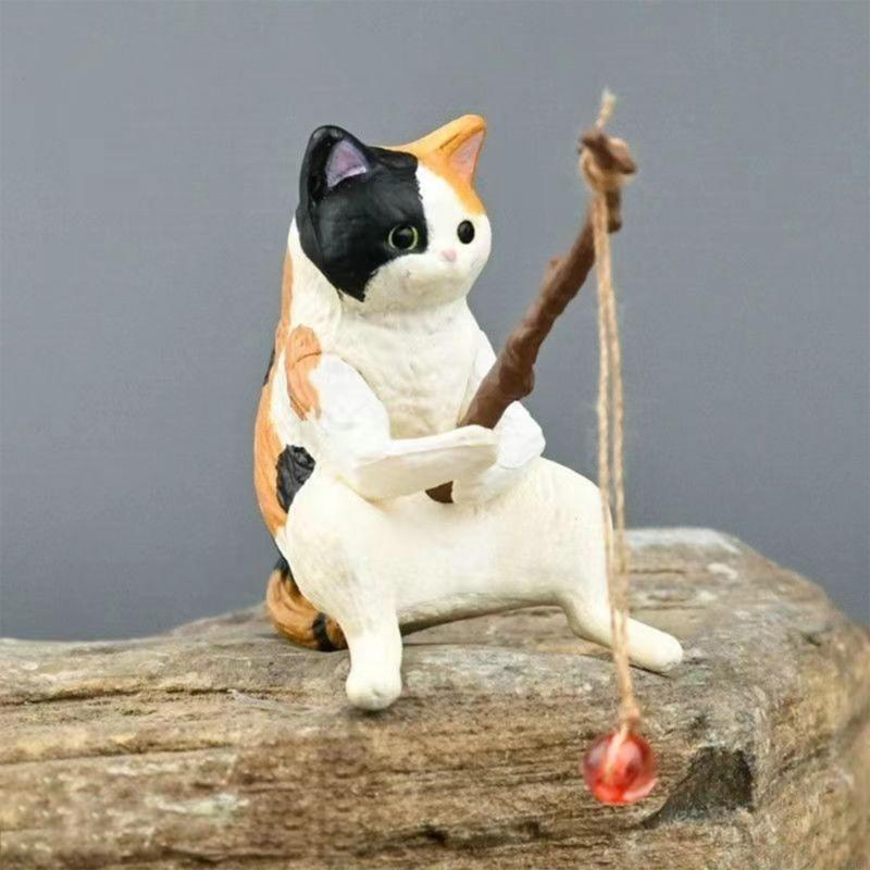 Fish Tanks Resin Decoration Aquariums Landscapes Fishing Figurine Statue