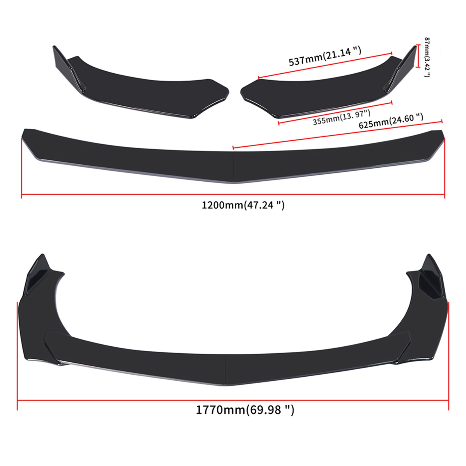 4 stk bil foran støtfanger leppe kropp sett spoiler splitter abs støtfanger canard leppe splitter universell biltilbehør