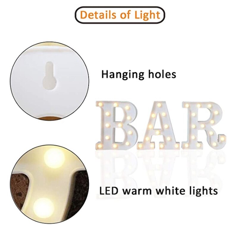 Letter Light Signs, Light Up Alphabet Letters, Suitable for Wedding Birthday Party Christmas Home Bar Decoration