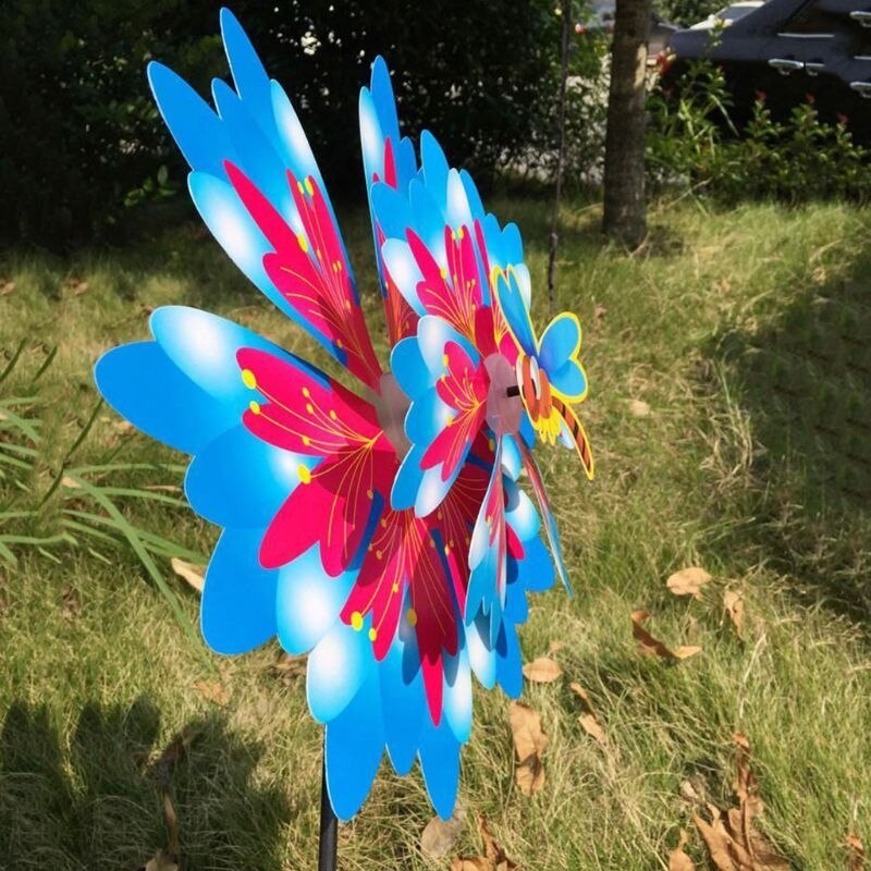 Wind Spinner Drie Lagen Zonnebloem Outdoor Tuin Decoratie Windmolen Pinwheel Kinderen Kinderen Speelgoed Cartoon Grappig