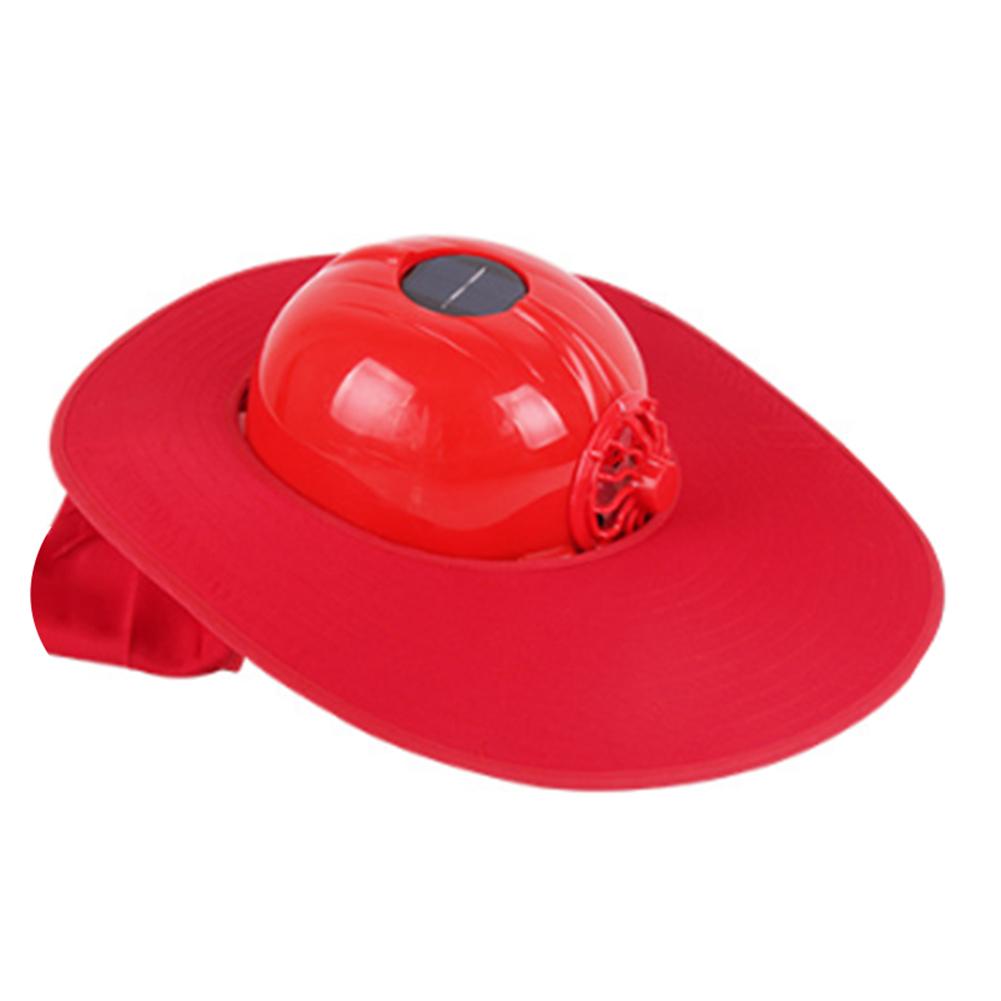 Viseira solar do protetor solar do capacete da segurança do chapéu duro do fã com ventilador de refrigeração movido a energia solar para trabalhadores do saneamento, motoristas do veículo a motor: Red