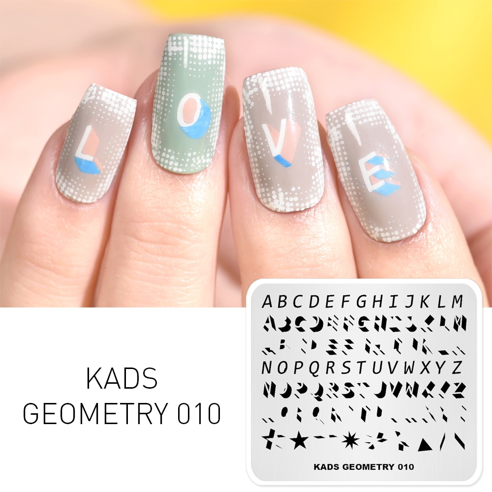 KADS Stempelen Plaat voor Nail Art Geometry 010 Stempel Stencils Nail Professionele Manicure Stamper voor Afdrukken Polish Templates