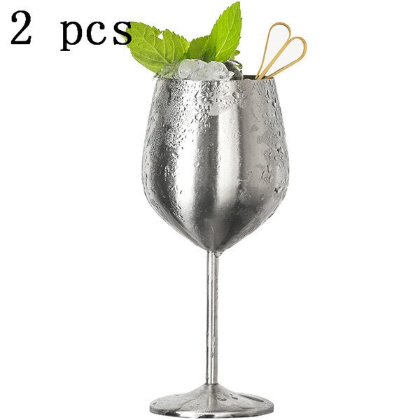 Cocktail De Aço inoxidável Copo De Cerveja Copo de Vinho Criativo Restaurante Bar Taça de Champanhe Ouro Rosa CookingUtensils 500 Ml 1 pc: Silver 2pcs