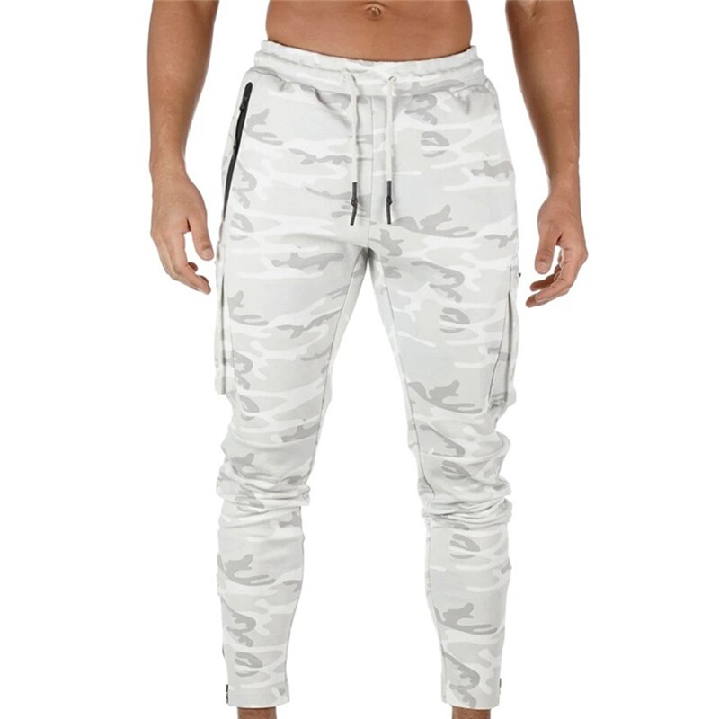 Men Sport Pants Running Pants Plus Size 2XL With Pockets Workout Training Joggings Pants Soccer Pants Fitness For Male: Camouflage white / XXL