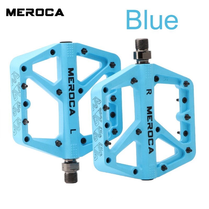 MEROCA Nylon Bicycle Pedals Ultralight Seal Bearings Mountain Road Bike Flat Platform WaterProof Bicycle Pedals Non-Slip Parts: Red