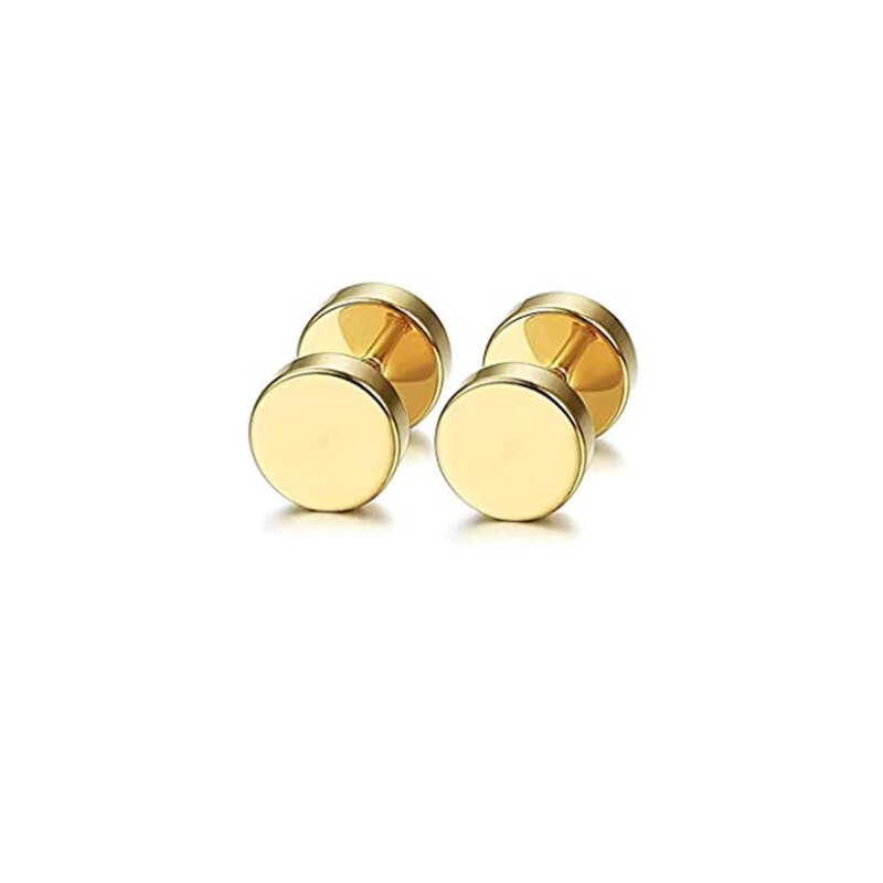 6 Paare Runde Ohrringe einstellen Edelstahl Zucht Ohrringe für Männer und Frauen Ohr Stecker Punk Stil Durchbohrte Schmuck 6MM: Gold-6MM-1Paare