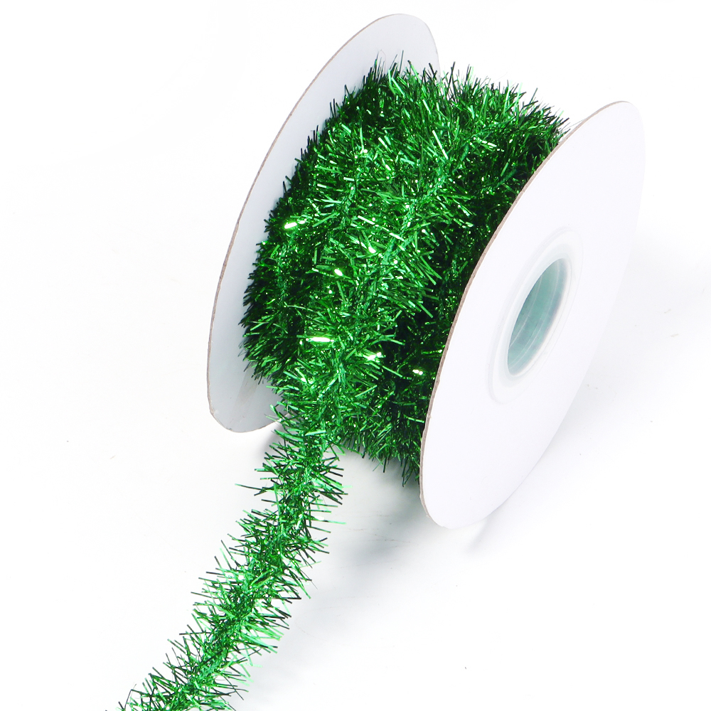 10 Meter Weihnachten Band Girlande Stock Folie Lametta funkeln metallisch Weihnachten Baum Verpackung Bänder Ornamente DIY Neue Jahr Party Dekor: Minze Grün
