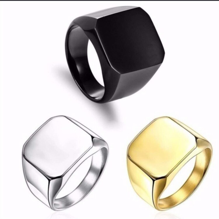 Men&#39;s Ring Men&#39;s Domineering Business Ring Type Glossy Square Luxury Jewelry for Men TRENDY