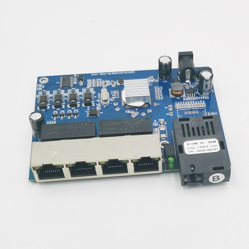 POE Switch 1 SC 4 RJ45 fiber connector to 4 10/100/1000M ethernet ports 5 port media converter