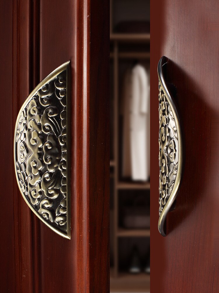 Antique Chinese Drawer Pulls Curve Cabinet Door Handles Kitchen Cupboard Pulls and Knobs Drawer Decoration Furniture Hardware