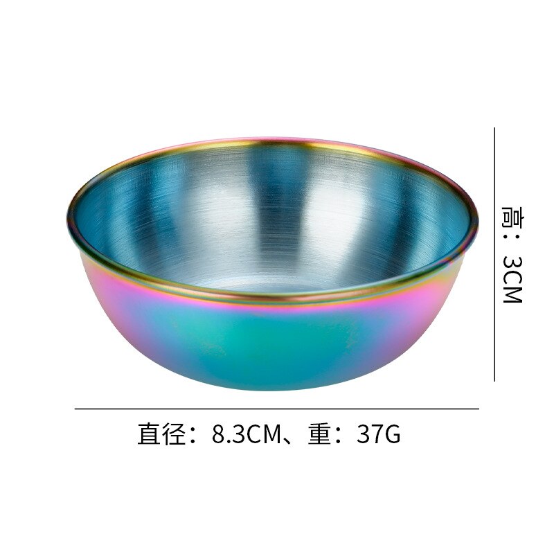 Bandeja de acero inoxidable para servir aperitivos, platos de salsa, especias, plato pequeño redondo de acero inoxidable, tazón para salsa de cocina: multicolour