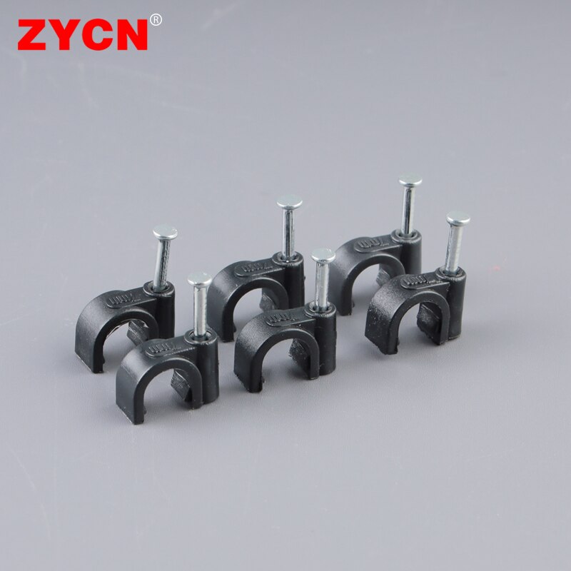 100Pcs Round Plastic Cable Clips Holder 16/18/20/22/25MM Electrical Wire Clasp Cord Tie Wall With Nail Circle Clamp 3/8 Tube