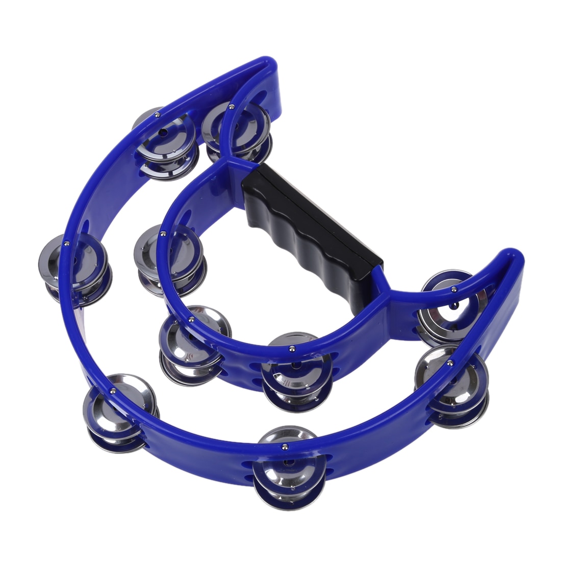 BMDT Singer Tambourine Percussion Drum Grip Handle-32 Jingles Half Moon - Blue