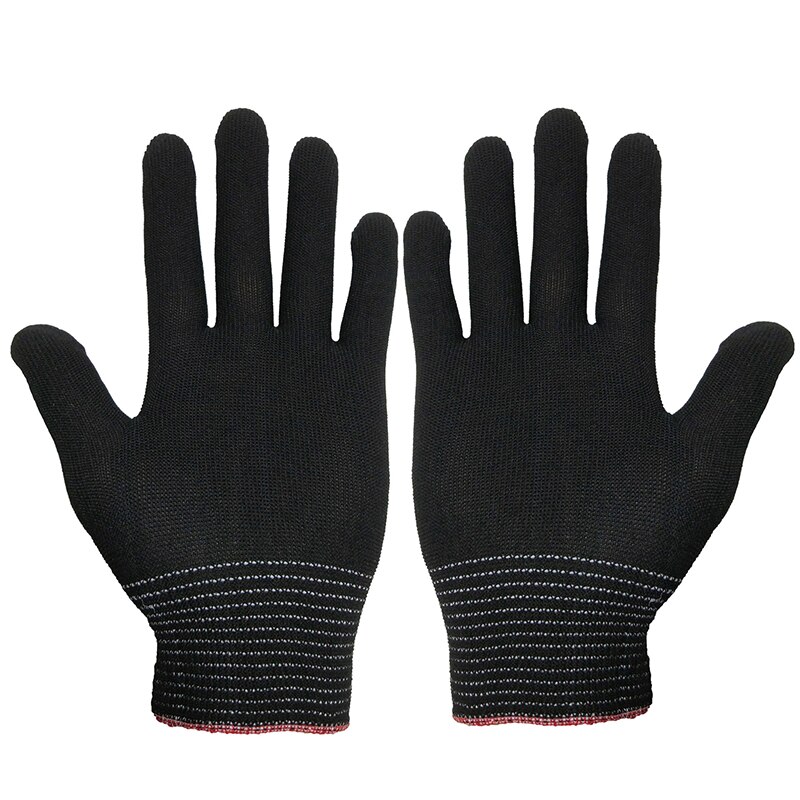 1 par antistatiske arbeidshansker dame menn nylon guantes pustende anti-skli tynne hansker strikke arbeidsbeskyttelse hagehansker: Svart