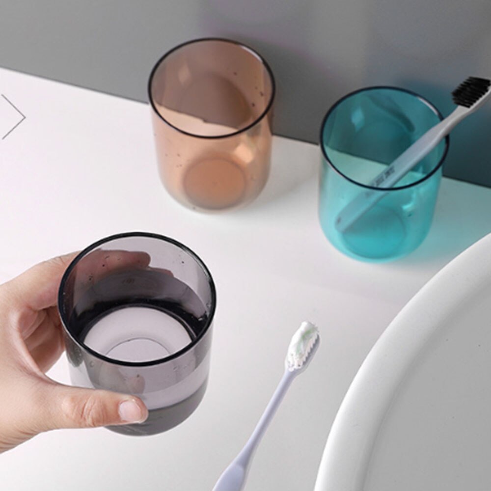 Gennemsigtigt badeværelse vaskekop husstand plastik klare tandbørste kopper mundskyl krus par kop
