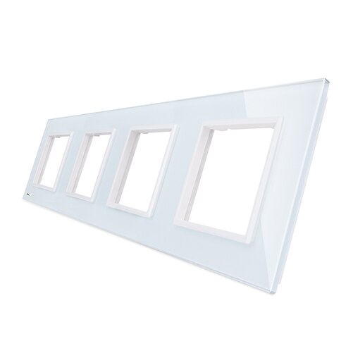 Livolo luksus hvidt krystalglas switch panel , 294mm*80mm,  eu standard, firdobbelt glaspanel til stikkontakt  c7-4sr-11: Hvid
