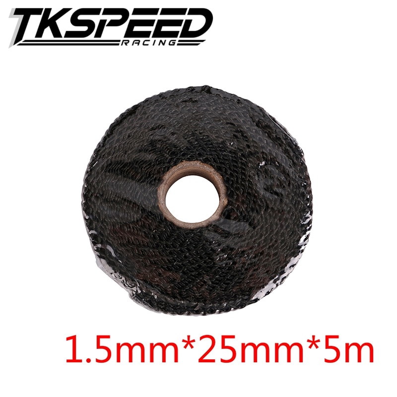 Universal motorcykel ubrændbar turbo manifold varmeudstødningsrør termisk wrap tape & rustfri bånd til bil 1.5mm*25mm*5m