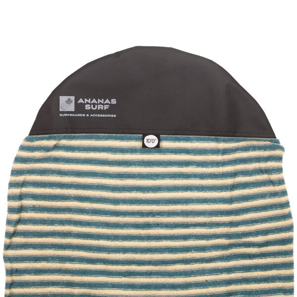 Ananas-chaussette de planche de Surf, 10'0 pouces, 300 cm, 10ft. Sac de couverture souple pour le nez rond, longboard, pour surf, tissu en tricot éponge extensible: Blue-Grey-Beige