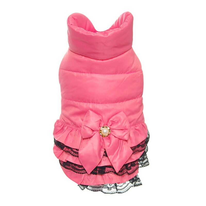 Sweet Dog Dress Clothes Winter Warm Sweety Bowknot Pet Princess Dresses Puppy Cats Teddy Dress Pet Clothing
