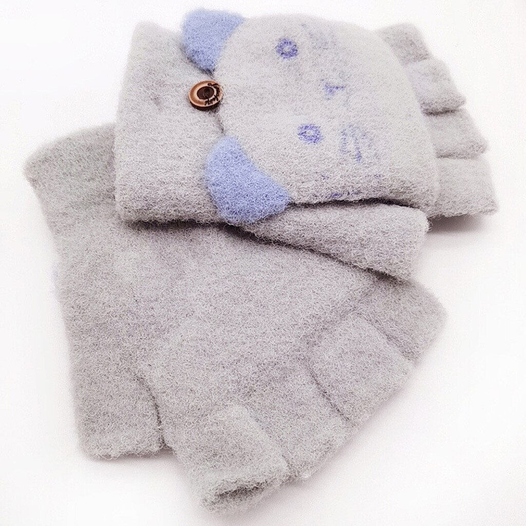Mitaines d'hiver en laine tricotée pour -né, en velours épais pour enfants, garçons et filles, motif dessin animé, couleur Patchwork, gants chauds tricotés # C