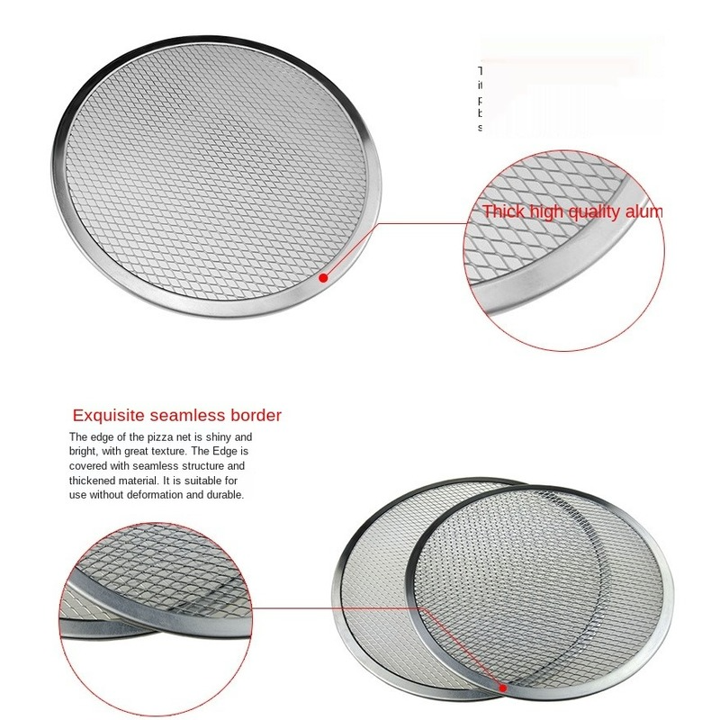 Aluminum Thickened Pizza Baking Pan Mesh Kitchen Pizza Tool Pizza Grill Tool Pizza Mesh Screen Fitting Baking Mould Accessories