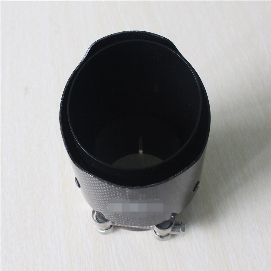 Longitud 120mm en 63mm de descuento. Terminales de escape negros brillantes de fibra de carbono auténtica de 89mm silenciador de tubo silenciador de escape de coche de acero inoxidable