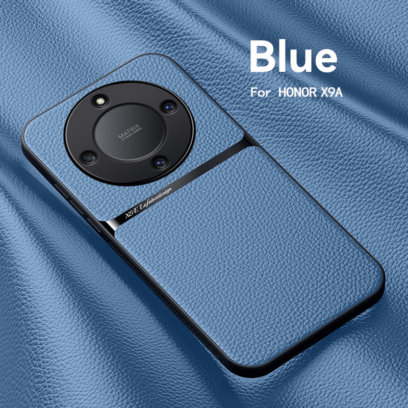 Luxus-lederhülle mit metallplatte für honor  x9a  x9a honor x 9a x 9 a, 6.67 " magnetische autohalterung: Blau