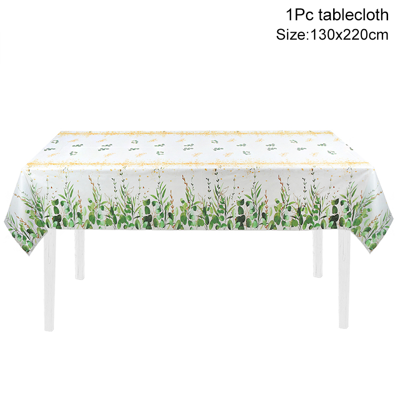 Green Eucalyptus Leaf Disposable Tableware Set Paper Plate Cup Napkin Kids Adult Birthday Supplies Hawaiian Summer Party Decor: DARK GRAY