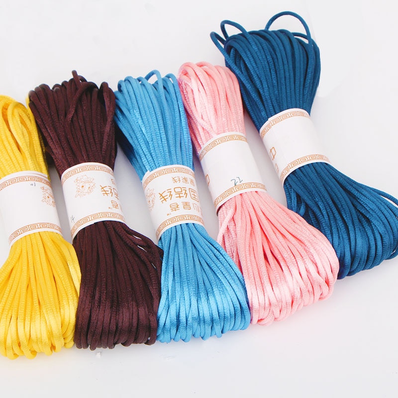 20m färger mjukt satin siden macrame sladdar diy kinesisk knut handgjorda väva rep smycken fynd pärlor dekorativt snöre touw