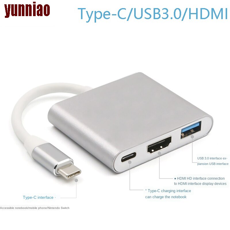 Yunniao USB3.1Type-C Naar Hdmi Three-in-one4K Hd Definition Adapter Kabel Type-C Naar Hdmi Converter Voor Telefoon Tablet computer Tv