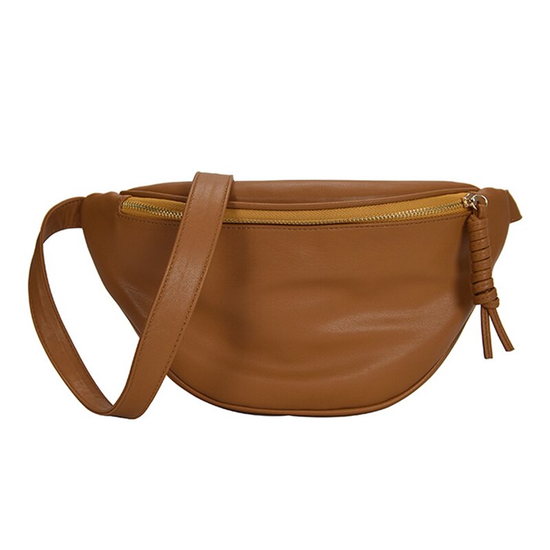 Women Waist Bag Fanny Pack Large Capacity Crossbody Chest Bags Banana Pack PU Leather Ladies Belt Bag Waist Pack: Yellow